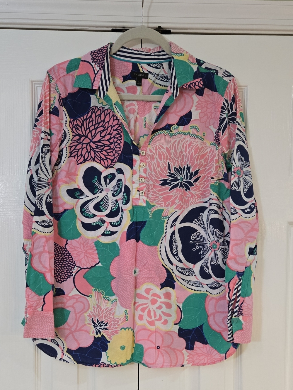 Talbots Pink Multi Floral Button-Front Shirt